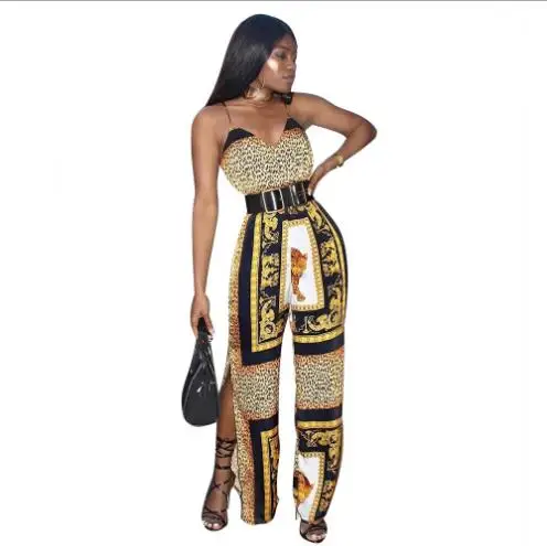 2019 Africa special custom spring and summer fashion ethnic costumes halter top jumpsuit | Тематическая одежда и униформа