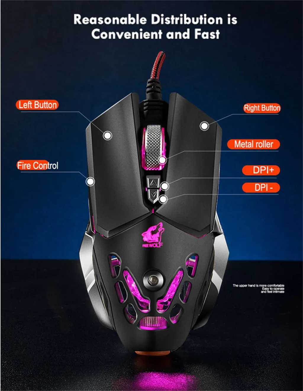Модная Проводная игровая мышь eпула 2019 для офиса V9 2400 точек/дюйм светодиодная с
