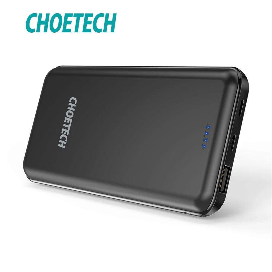 CHOETECH power Bank 10000 мАч 5 в 2.4A ультра тонкий литий полимерный портативный аккумулятор