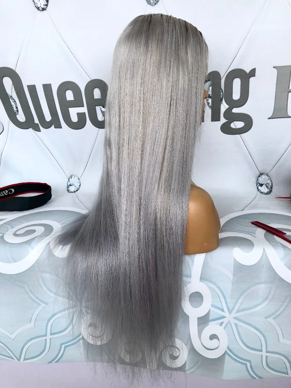 Queenking волосы 150% плотность Омбре Ким Кардашьян человеческие волосы парик с детскими волосами предварительно выщипанный полный парик шнурка бразильские волосы remy