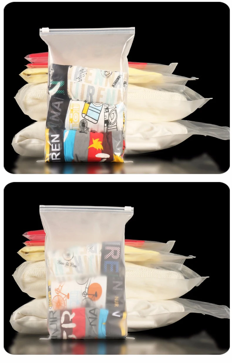 Прозрачная матовая задняя молния Ziplock упаковка мешок скользящий клапан матовый переплет пластиковая одежда простыни пальто крышка брюки рубашка