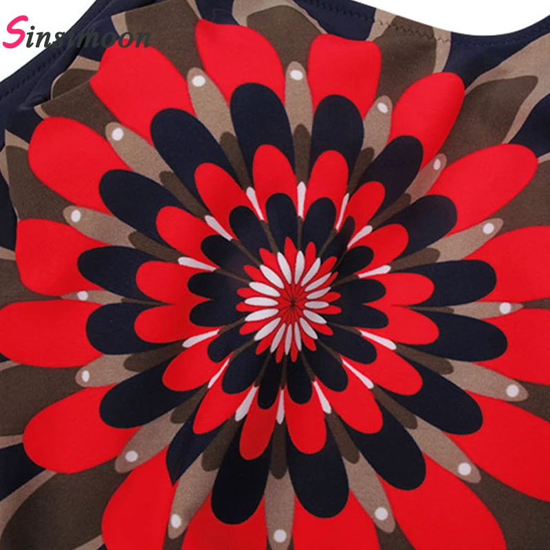 Женский винтажный купальник в стиле ретро Цельный полоску с цветочным принтом