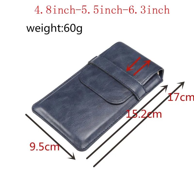 4.8inch - 6inch blue 4,8 дюймов-6,9 дюймов мобильный телефон Универсальный Висячие карманы простой Роскошный PU материал кобура кожаный поясной чехол сумка KS0249 - Цвет: 4.8inch - 6inch blue