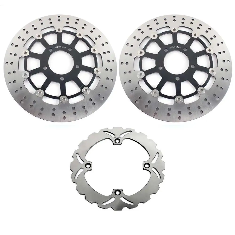 Round Black Set BIKINGBOY Передние Задние тормозные диски Диски роторы для Suzuki DL 650 V-Strom K4-K6 DL 1000 K3-K9 L0-L2 Kawasaki KLV 1000 2004-2007 - Цвет: Round Black Set