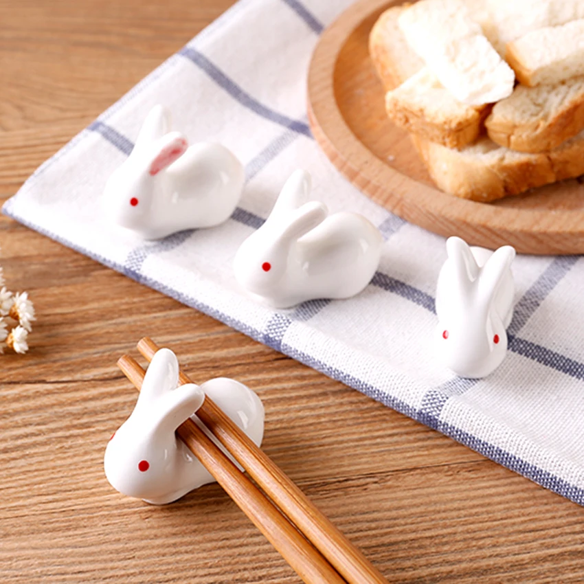 

Cute Ceramic Chopsticks Cartoon Holder Rack Rabbit Chopsticks Holder Rabbits Chopsticks Care Storage Fashion Kitchen Tableware