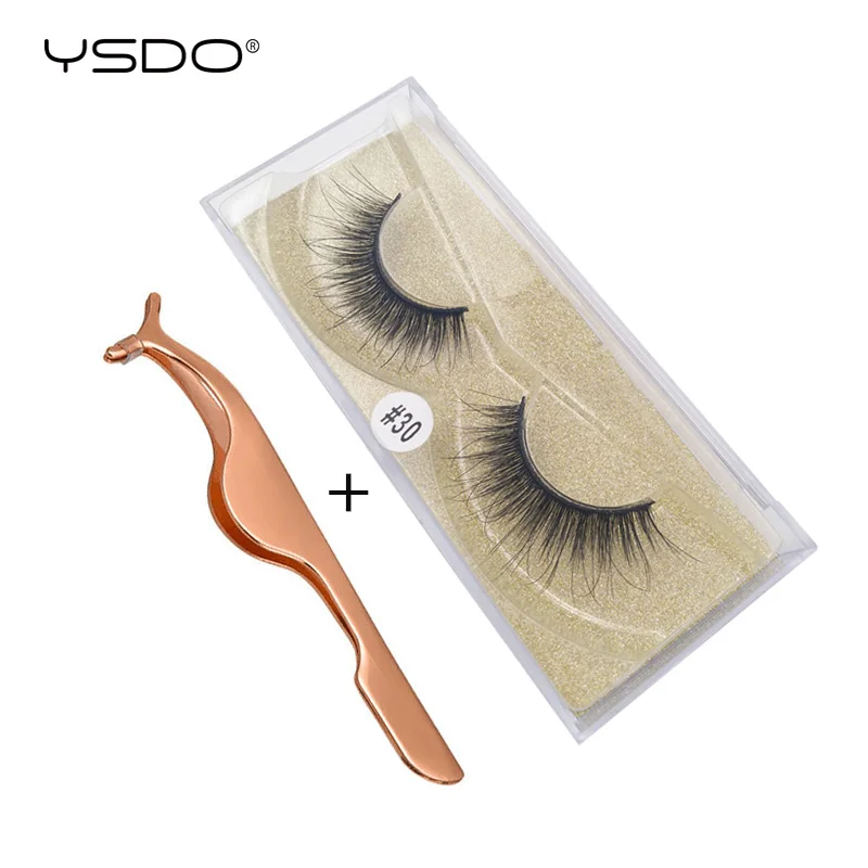 YSDO 1 pair mink lashes + pcs eyelash tweezers natural long makeup false eyelashes hand made fluffy 3d | Красота и здоровье
