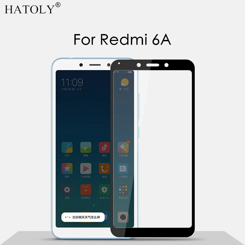 2 шт. для Xiaomi Redmi 6A Защитное стекло экрана полностью клеящаяся пленка полного