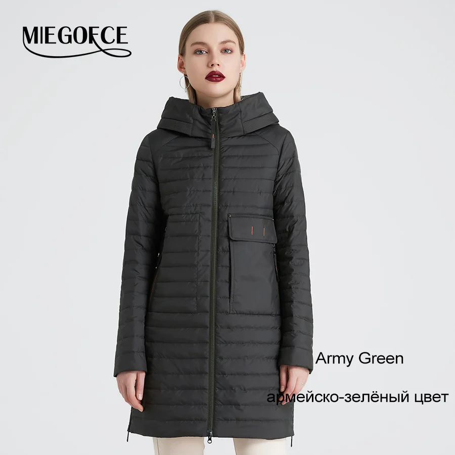 710 Army Green MIEGOFCE Весна и осень женская куртка c капюшоном женская модная ветрозащитное пальто куртка с большими карманами горячая - Цвет: 710 Army Green