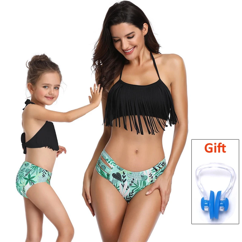 

Rayseeda Latest High Quality Swimwear Women Sexy Bikini Two Piece Halter Sexy Kids Girls Beach Swimwear Tassels Bathing Swimsuit