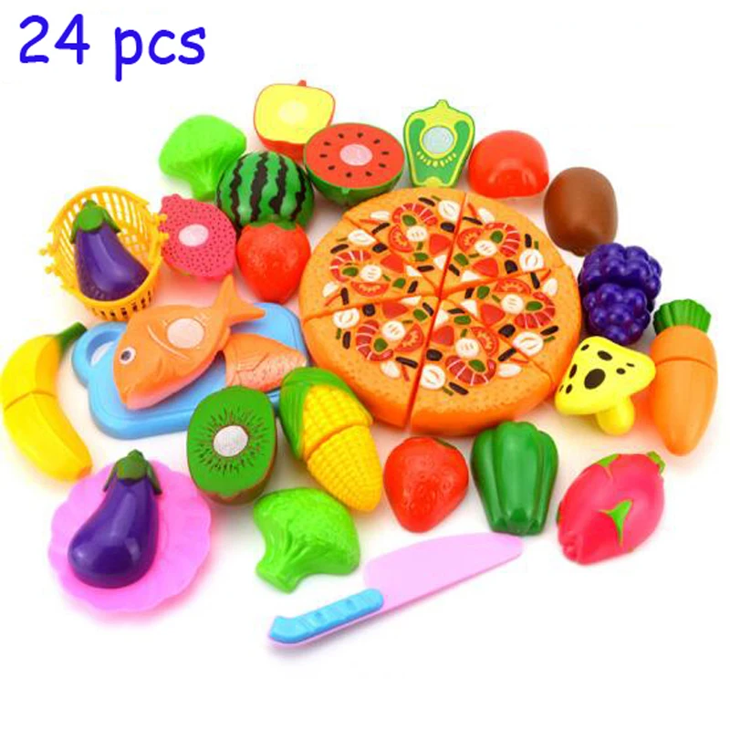 KAWO Plastic Play Toy Fruit and Vegetables Cutting Kids Pretend Educational Toys Cooking Kitchen for Girls Boys | Игрушки и хобби