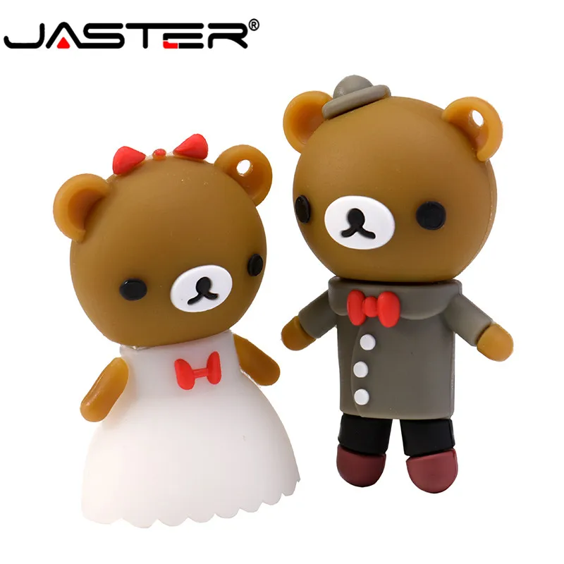 JASTER Горячая Мода креативный мультфильм Свадебный Медведь usb 2 0 реальная емкость