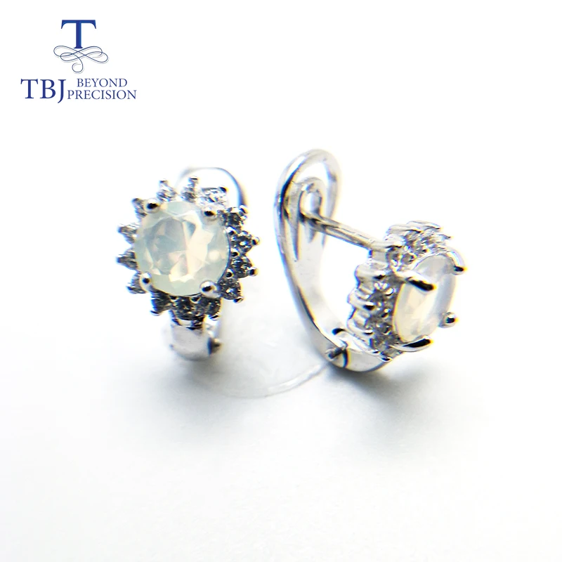 TBJ новинка 2019 круглые серьги с эфиопским опалом и застежкой серебро 925 пробы