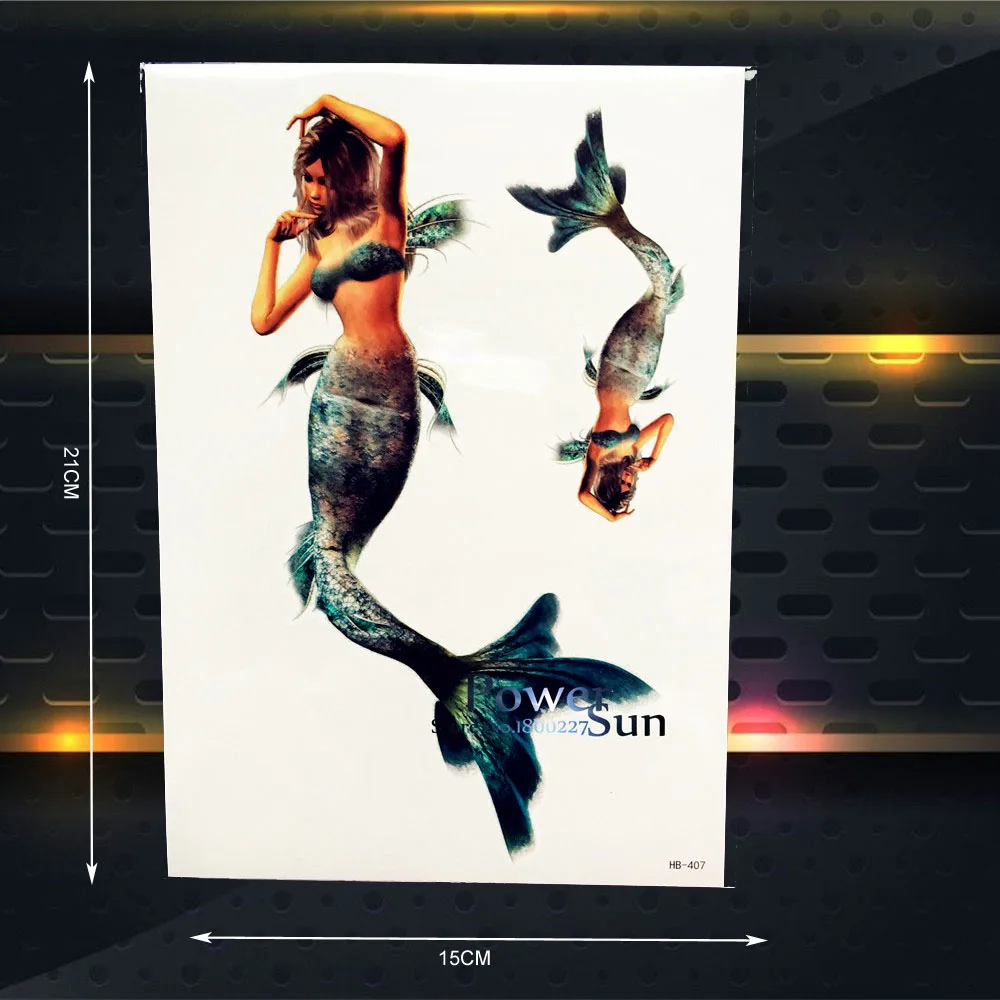 3D Настоящее Русалка временные Водонепроницаемый татуировки море горничной