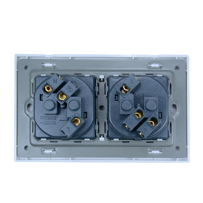 

3 Pieces PC double standard power Outlet socket panel with European standard 250V 16A style wall socket A8-066