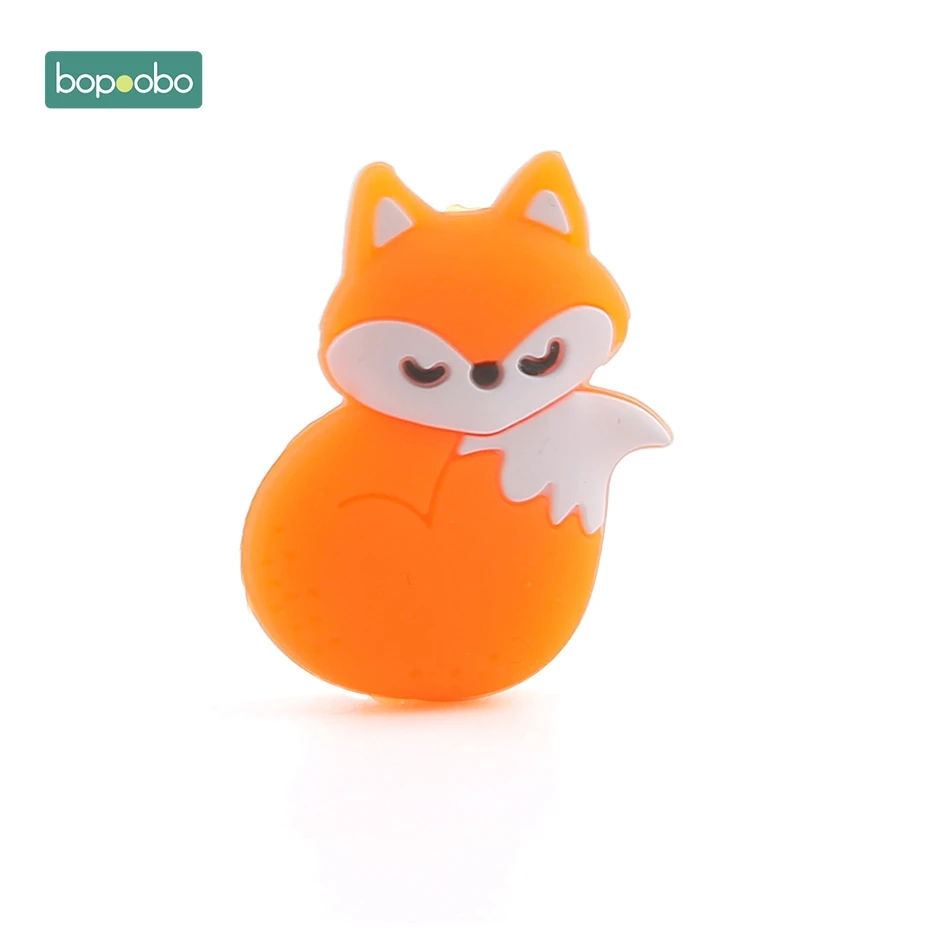 Orange Cartoon Fox Bopoobo 5 шт. силиконовый без бисфенола А Прорезыватель мини лиса силиконовые бусины Прорезыватели красочные лиса бусина пищевой силиконовый для детей для прорезывания зубов - Цвет: Orange Cartoon Fox