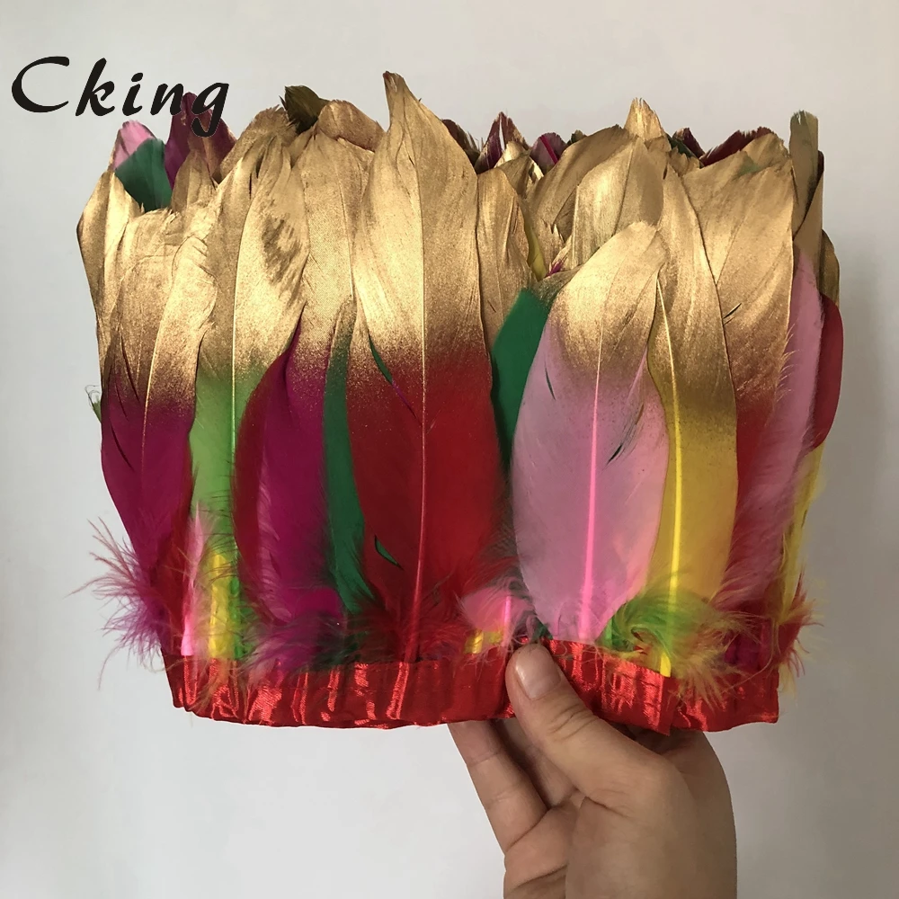 Оптовая продажа 10 ярдов красочные окрашенные гусиные утиные крылья перья планки