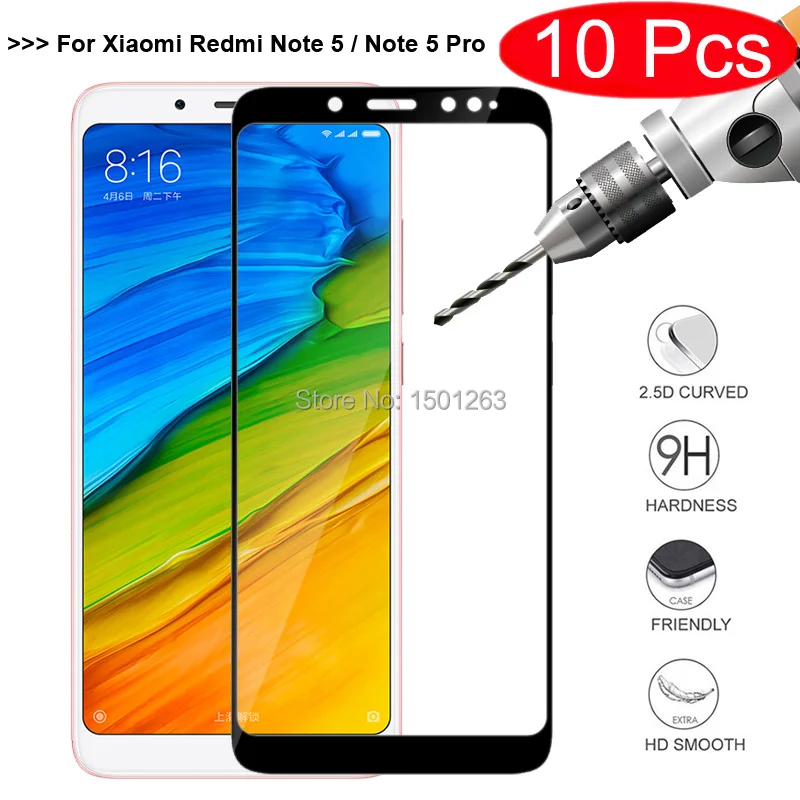 10 шт. для Xiaomi Redmi Note 5 Pro Полное покрытие закаленное Стекло Экран протектор чехол