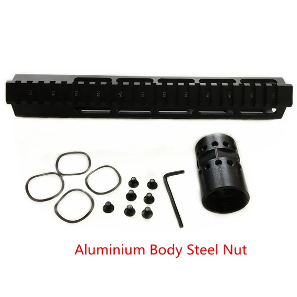 Steel Nut FIRECLUB 10 дюймов поплавок NSR KeyMod Handguard кронштейн со съемным Рельсом черный баррель гайка для AR-15 M4 M16 стальная гайка - Цвет: Steel Nut