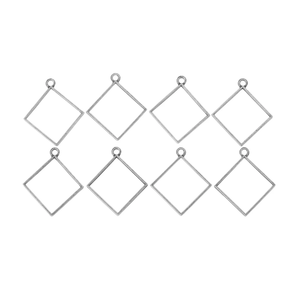 Style3-Silver 8 шт. пустые рамки подвески ювелирные изделия DIY квадратный/круглый геометрический полый прессованный цветок смола делая инструменты аксессуары подвеска рамка - Цвет: Style3-Silver