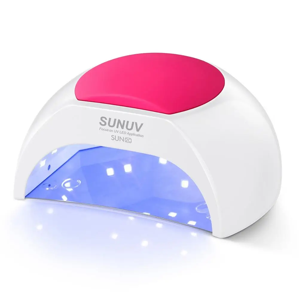 white SUNUV SUN2C 48 Вт лампа для ногтей УФ светодиодный Сушилка для ногтей лампа для гелей для лака инфракрасный датчик с розовой силиконовой накладкой профессиональное салонное использование - Цвет: white