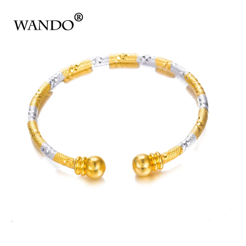 

WANDO Christmas Gift Small Bangle for Girls/Baby Gold Color Charm Beads Bracelet Small Bell/Heart Jewelry Child Party Gifts wb75