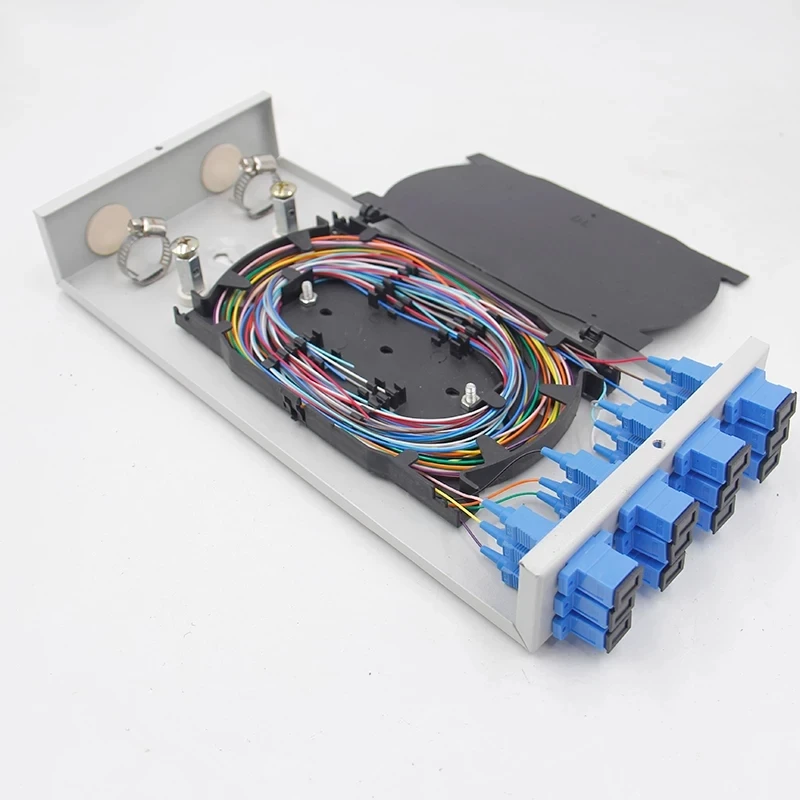 12 cores SC FTTX FTTH terminal box include SC pigtail&adapter SPCC 12 ports fiber optic patch panel network SM ELINK thickened