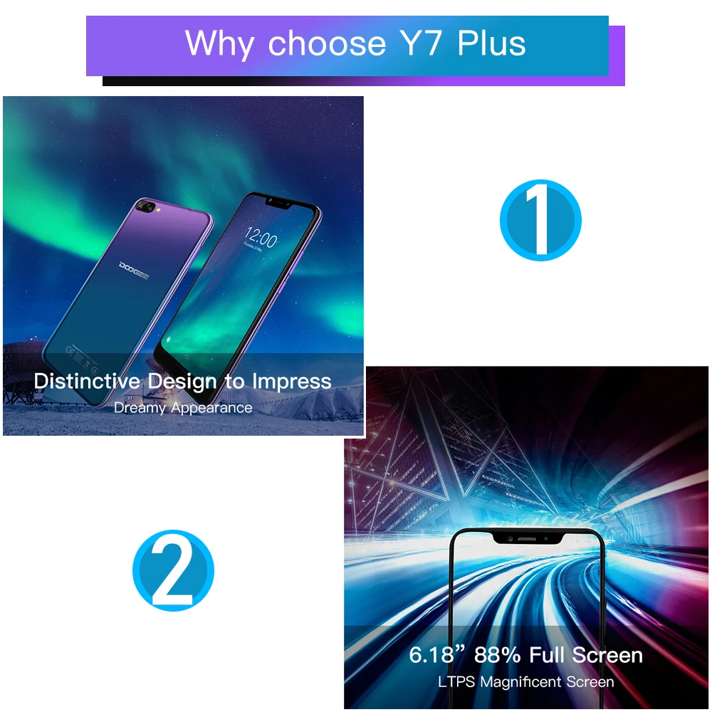Оригинальный DOOGEE Y7 Plus 4G мобильный телефон Android 8 1 6 ГБ ОЗУ 64 Гб ПЗУ восьмиядерный