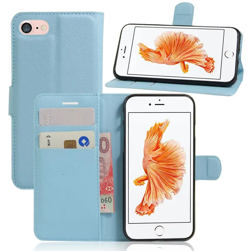 Чехол книжка с бумажником для Apple iPhone 4 4S 5 5C 5S SE 6 6S 7 8 Plus чехол телефона отделениями