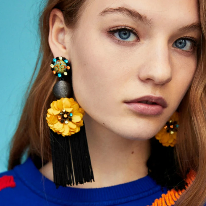 16 цветов модный дизайн кисточкой Висячие серьги Дешевые Свадебные украшения