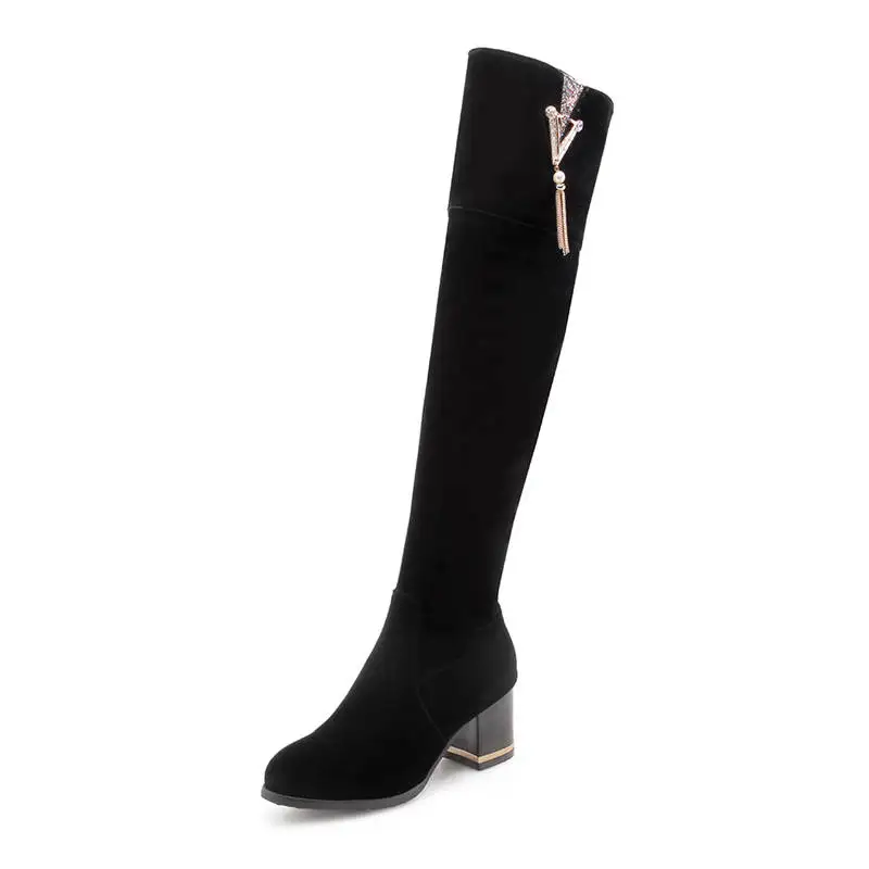 MORAZORA new arrival over the knee boots women solid colors winter boots round toe square heels long boots casual shoes