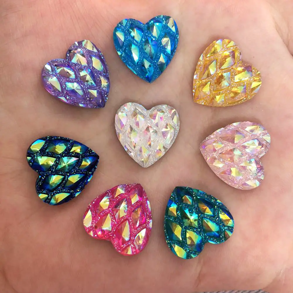 20pcs Mix AB Resin 16mm Heart Dinosaur Skin Flatback Rhinestone Wedding Buttons DIY Ornaments F327 | Дом и сад