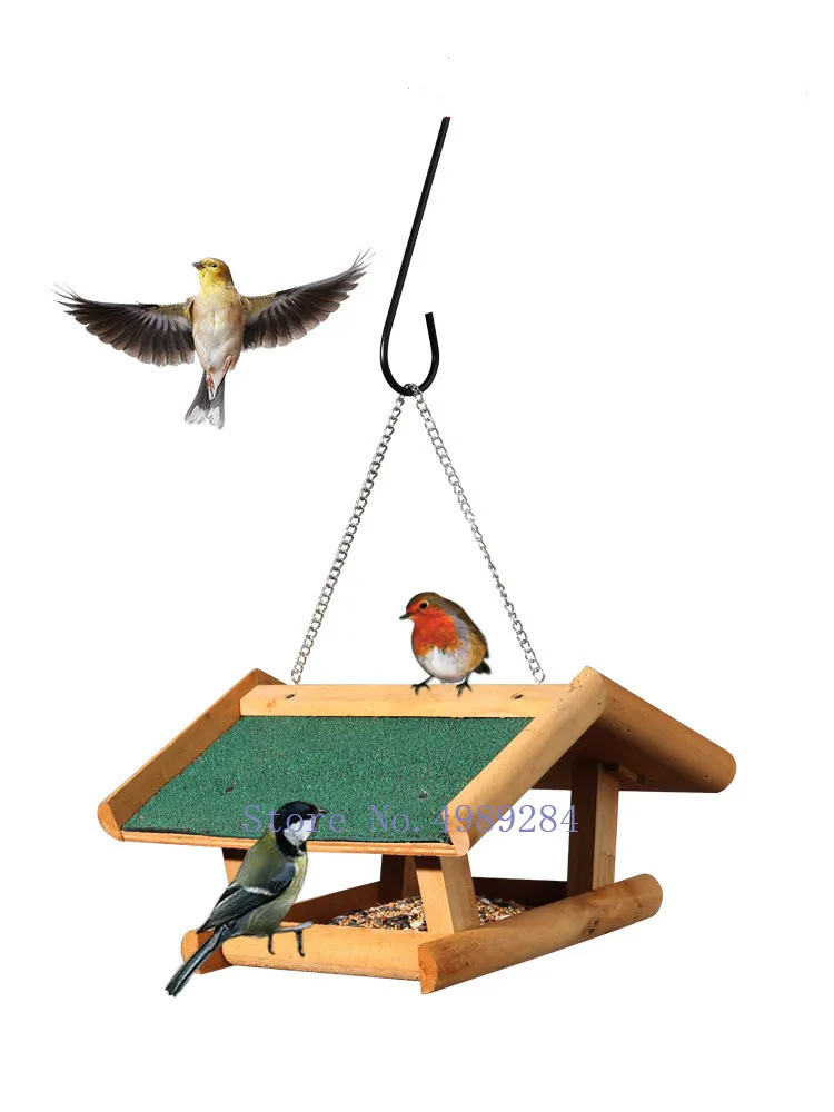 Bird feeder Wild bird Household patio gardening decoration outdoor protection Wood assembly Bird feed container house hanging