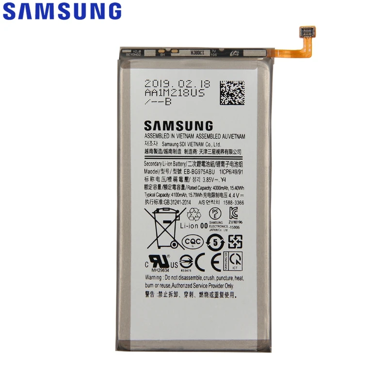 Аккумулятор samsung EB-BG975ABU для samsung Galaxy S10 Plus S10+ SM-G9750 аккумулятор 4100 мАч