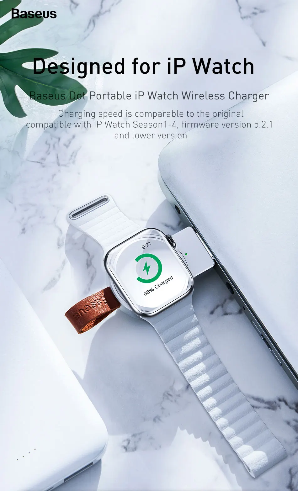 Baseus Qi Wireless Charger For Apple Watch 4 3 2 1 i Series Portable Fast Wireless Charging Dock Magnetic USB Charger For iWatch