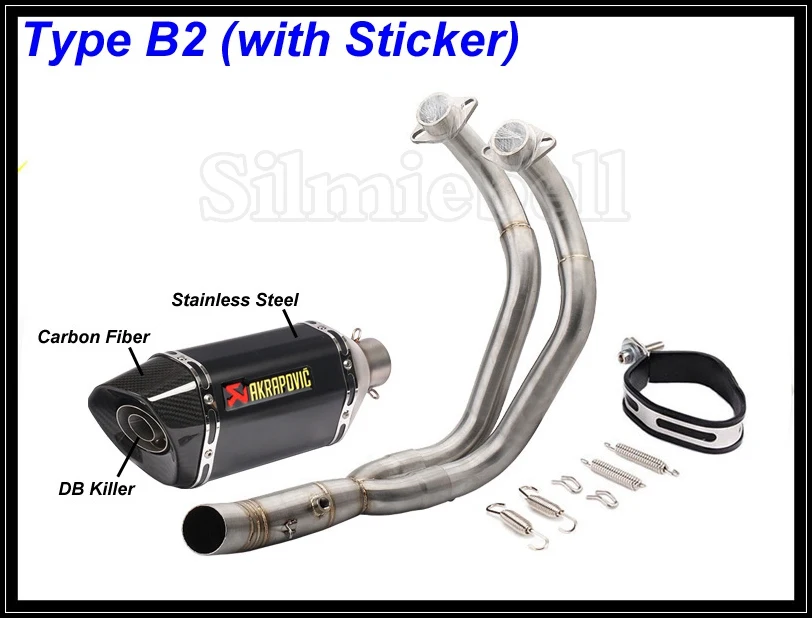 Type B2(sticker) Выхлопной побег на мотоцикле мото выхлопной трубы Полный Системы для Yamaha MT07 MT-07 FZ07 FZ-07 Tracer(-) XSR700 - Цвет: Type B2(sticker)