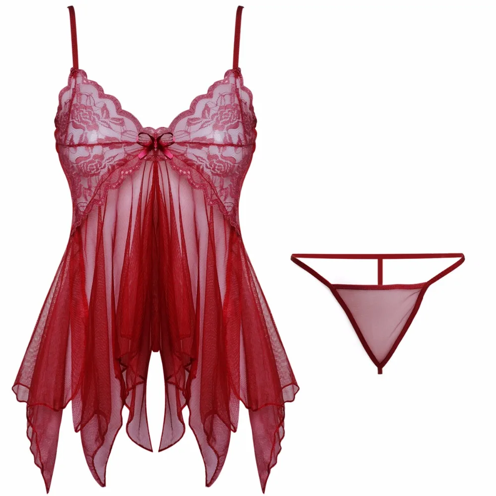 EW Sexy Lingerie Hot Erotic Lace Sleepwear Dress Temptation Transparent Nightwear Costumes | Тематическая одежда и
