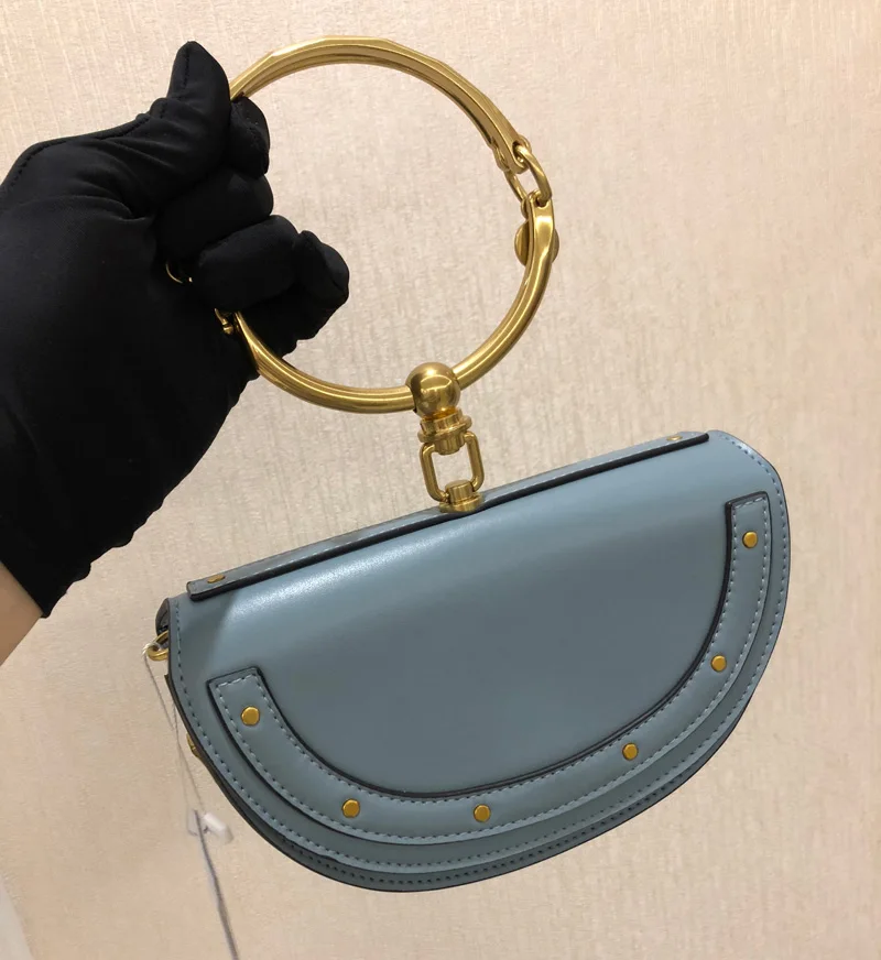 blue Роскошная женская сумка, брендовая сумка через плечо, винтажная сумка на плечо, Сумка с кольцом в виде полумесяца, модная кожаная сумочка, женская сумка - Цвет: blue