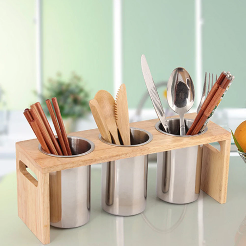 С базой Нержавеющая сталь палочки для еды емкость хранения столовых приборов