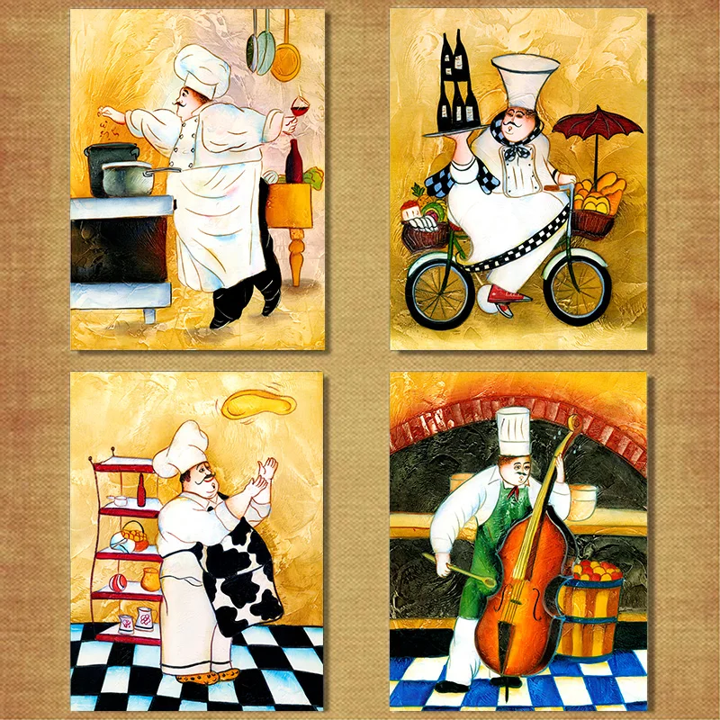 

Kitchen Decorations for Home Wall Retro Cartoon Anime Restaurant Canvas Painting Bakery Cook Poster Art Printed Pictures Coffee