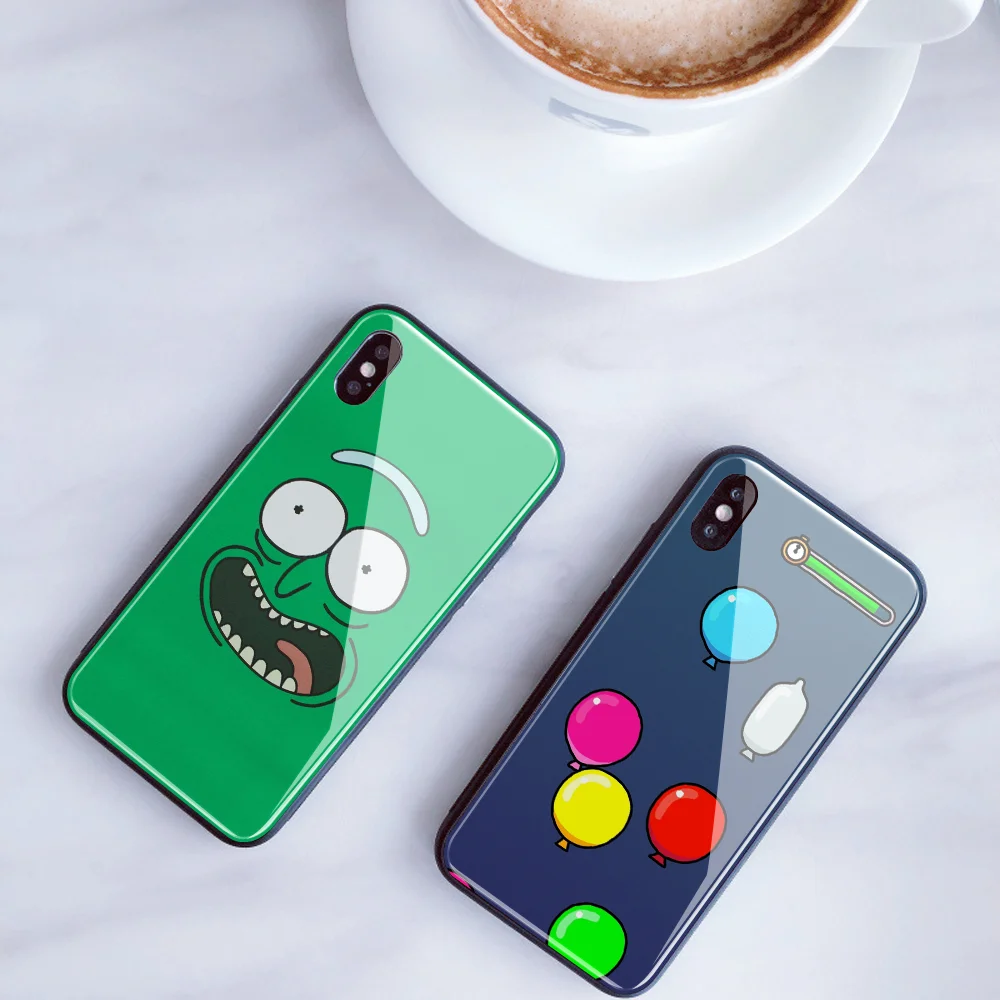 Рик и Морти на заказ Чехол из закаленного стекла для телефона для iphone 11 Pro XS MAX XR 5 Чехол рассол DIY чехол для iphone 8X6 s 7 Plus