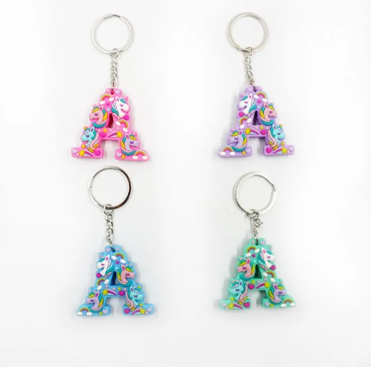 1 Pcs Kawaii Unicorn Letters key Chain For Girl Kids Keychain Women Car Key Ring Letter Holder Party Favors Gift