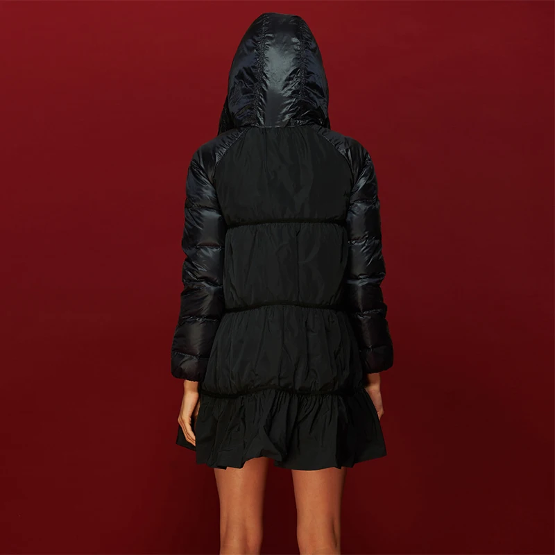 С капюшоном Зимнее Пальто Женщин 2016 Тип Плащ Мода Вниз Куртки Midi Парка Женщина