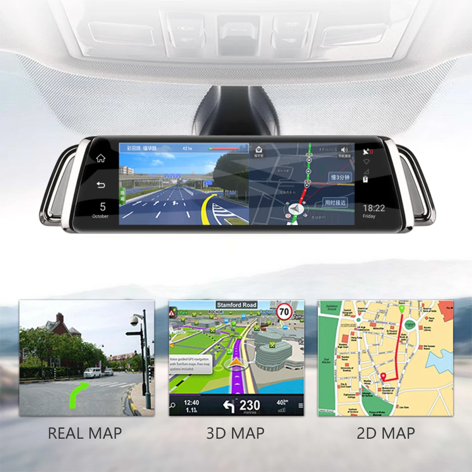 Jansite, 10 дюймов, 4G, 3G, сенсорный экран, автомобильная камера, Android 5,1, gps навигация, камера, видео рекордер, зеркало заднего вида с камерой заднего вида