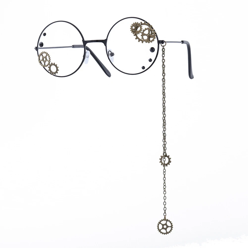 Мода стимпанк очки оправа унисекс Круглый Круг полый Шестерня цепь для очков |