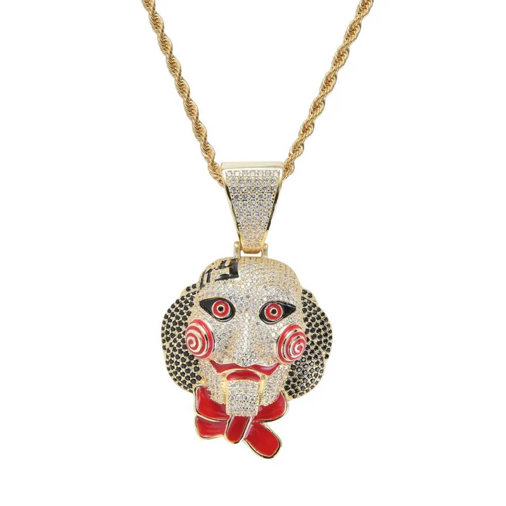 Bling bling CZ Ювелирные изделия 69 мультфильм голова кулон Iced Out кубический циркон ожерелье хип хоп подарок ювелирные изделия CN068