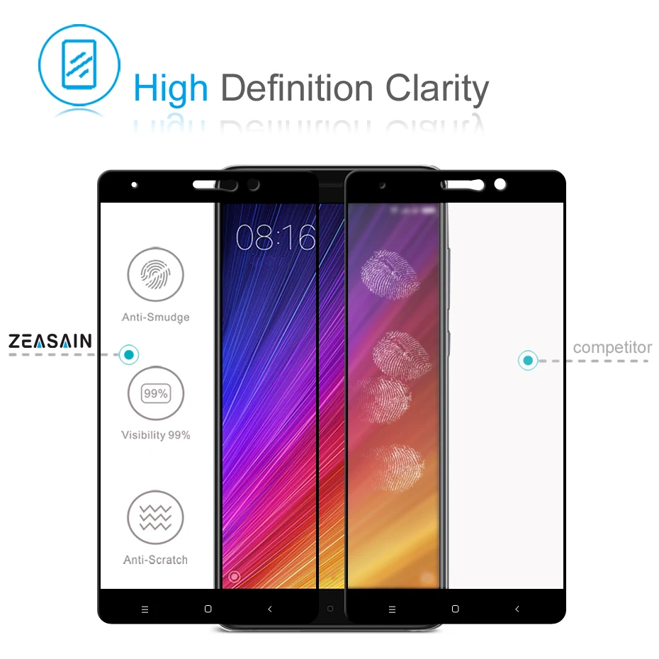 Оригинальное закаленное стекло ZEASAIN для Xiaomi Mi5s Plus Защитная пленка экрана Mi 5S 9 H