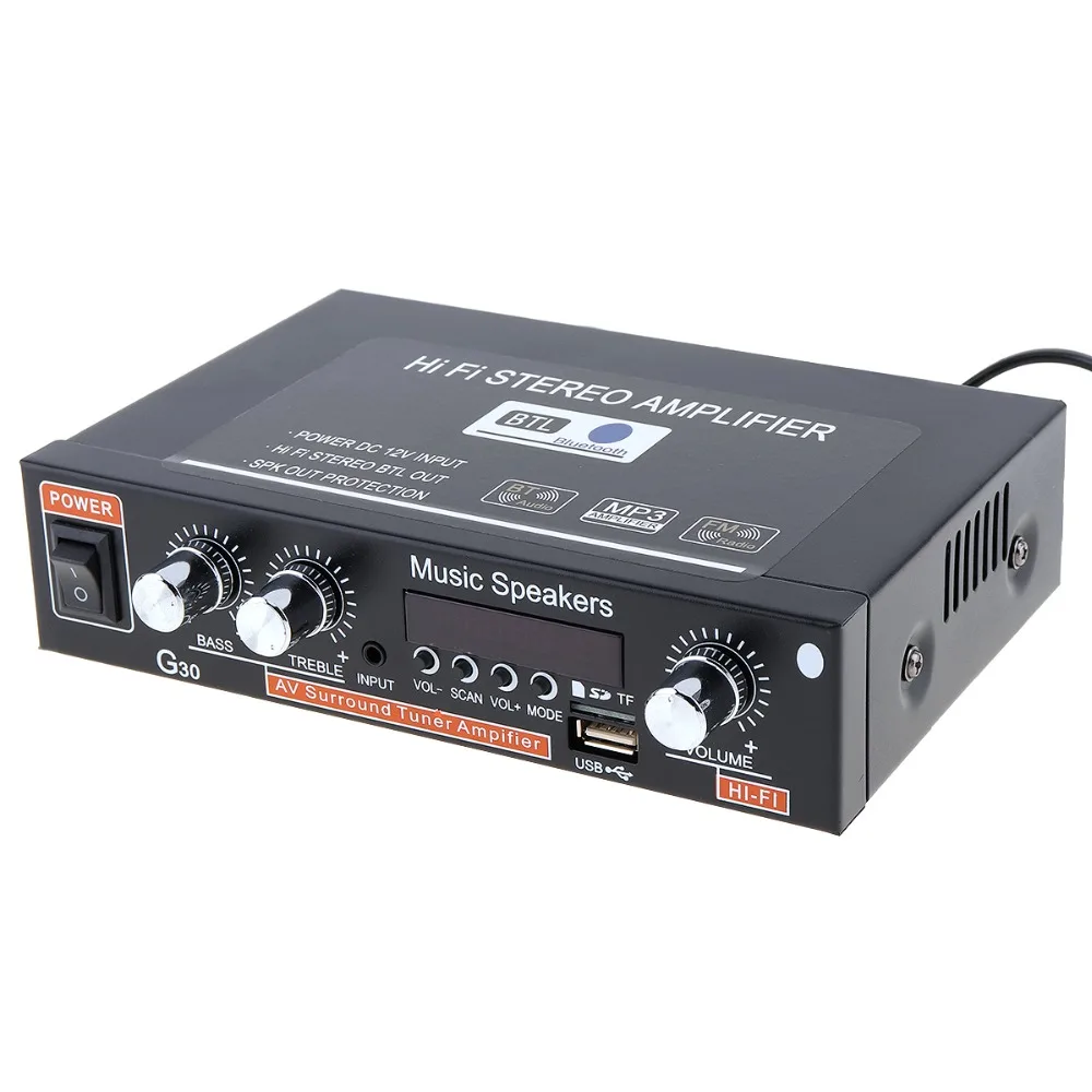 Прочный G30 HIFI Bluetooth-совместимый автомобильный усилитель мощности аудио FM-радио