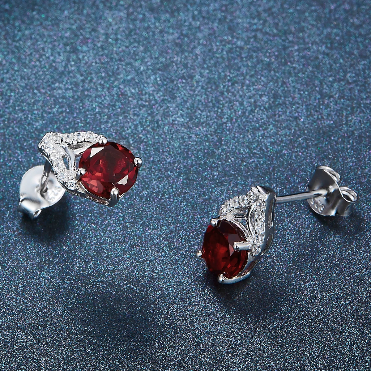 Hutang природный гранат Серьги гвоздики Solid 925 серебро gemstone Fine Jewelry женская жена