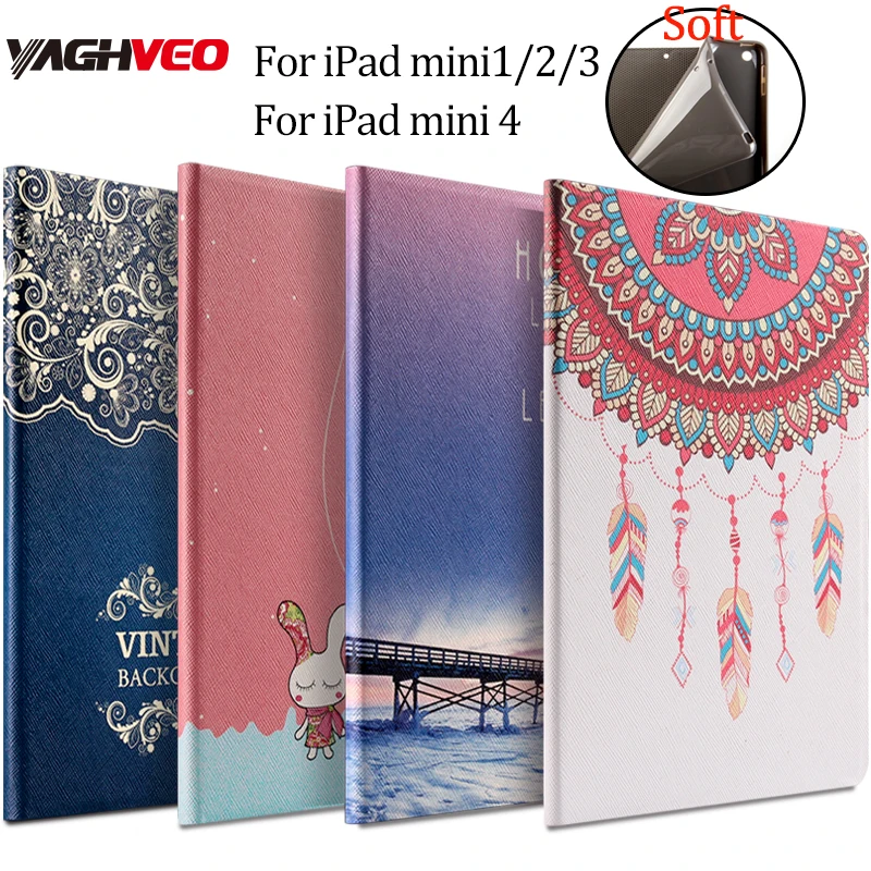 Чехол на айпад мини планшетный ПК Защитный чехол для ipad mini 1/2/3/4 искусственная кожа Мода живопись мягкая задняя 7,9 дюймов Чехол
