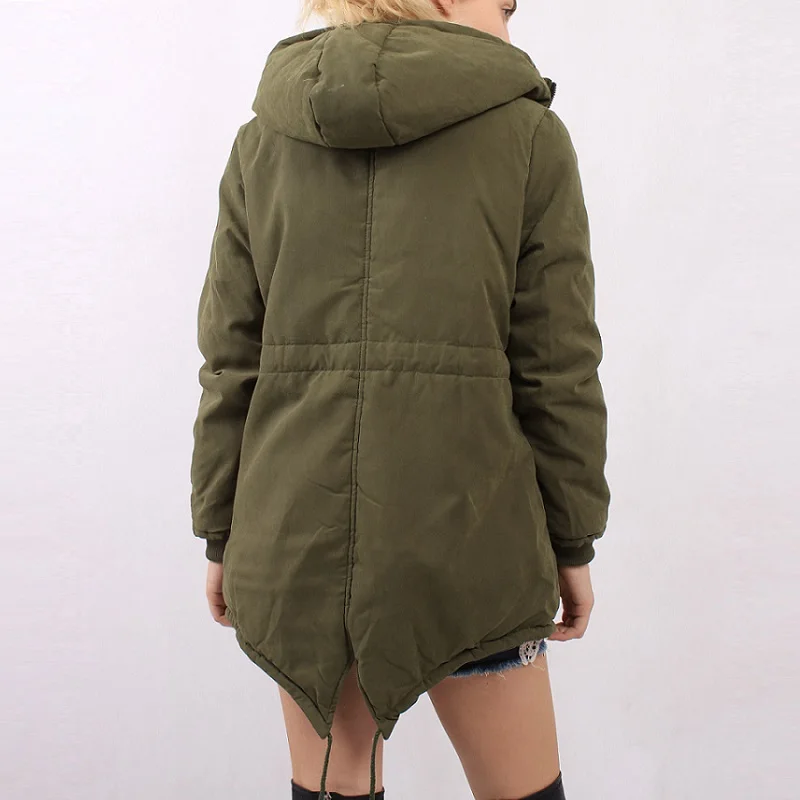 SHIBEVER женские куртки пальто осень-зима парка с капюшоном флис Длинная Верхняя